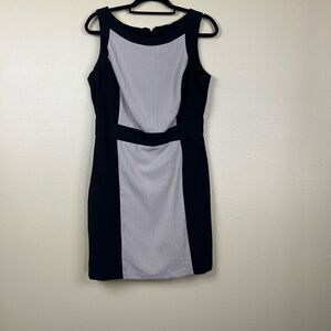BCX Macys Dress Midi Tan Black Sleeveless Zip Casual Business Size L